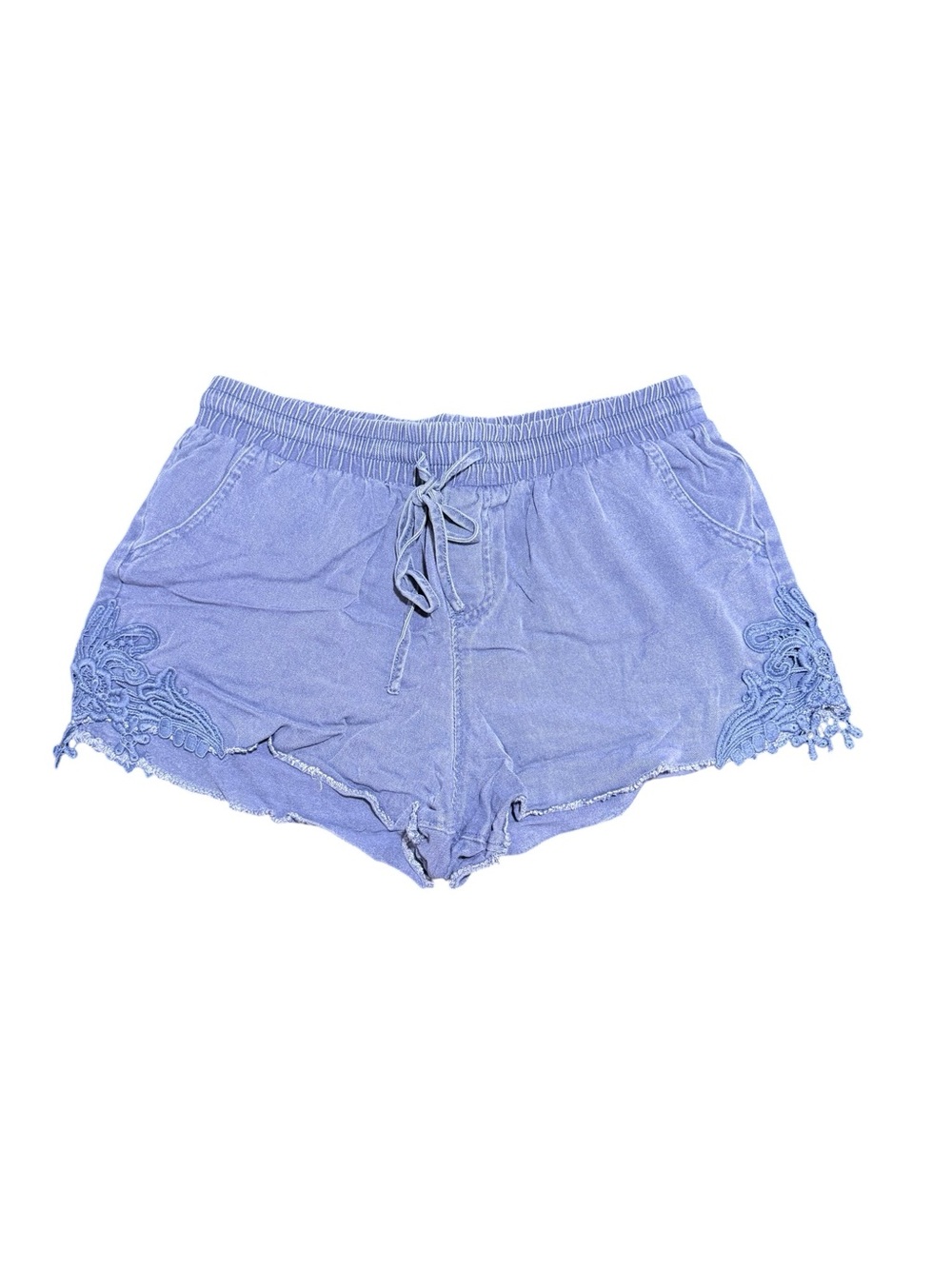 Knox Rose Blue Crochet Tie Up Flowey Shorts Size S